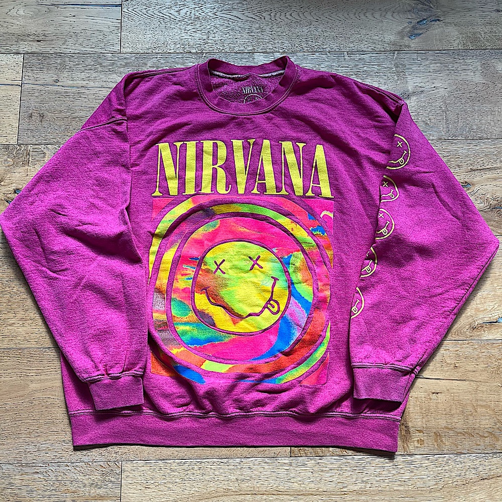 Pink Nirvana Crewneck Sweatshirt - Urban Outfitters